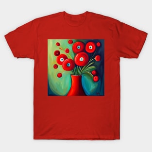 Cute Abstract Flowers Afraid of the Light Still Life Painting T-Shirt